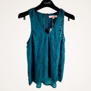 NWT - CHANDI & LIA - Easy to Wear Detailed Teal Top with Exposed Back Zipper